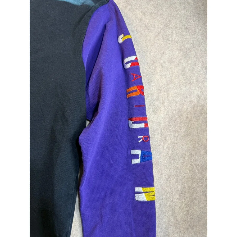 Jordan Mens Long‎ Sleeve Colorblock T-Shirt Black Red Purple Embroidered Large